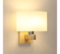 Mckalen Applique Murale Intérieure Bois, Moderne E27 Lampe Murale en Bois et Verre, Luminaire Murale Abat-jour en Verre pour Chambre Chambre Couloir Escalier Cafétéria
