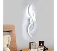 Mckalen Applique Murale Intérieure LED, 15W Lampe Murale LED Moderne Créatif Incurvé Design 1687LM, 41CM Luminaire Mural Chambre en Acryliquel pour Salon Cuisine Escalier, Lumière Froide 6500K, Blanc