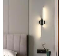 Mckalen Applique Murale Intérieure LED, 24W 2700LM Lampe Murale LED Noir, Luminaire Mural Chambre en Aluminium pour Cuisine, Couloir, Escalier, Blanc Naturel 4500K, 60CM