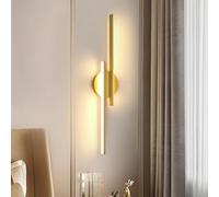 Mckalen Applique Murale Intérieure LED, 24W Lampe Murale LED Moderne 2700LM, 60CM Luminaire Mural Chambre Or en Aluminium pour Salon, Cuisine, Couloir, Escalier, Blanc Chaud 3000K