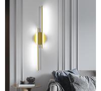 Mckalen Applique Murale Intérieure LED, 24W Lampe Murale LED Moderne 2700LM, Or Luminaire Mural Chambre en Aluminium Lumière Froide 6500K pour Cuisine, Couloir, Escalier, 60CM