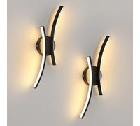 Mckalen Applique Murale LED Intérieure 2 Pièces, 20W 2250LM Noir Lampe Murale LED Chambre, 44.5CM Luminaire Mural Moderne en Aluminium pour Salon Cuisine Couloir Escalier, Blanc Chaud 3000K