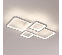 Mckalen Plafonnier LED 56W 6300LM, Moderne Luminaire Plafonnier en Aluminium 62CM, Blanc Rectangulaire Lampe de Plafond LED pour Salon,Cuisine,Chambre, Blanc Naturel 4500K