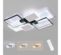 Mckalen Plafonnier LED Dimmable, 72W 8100LM Luminaire avec Télécommande, 3000K-6000K, 110CM Moderne Lampe de Plafond Rectangulaire pour Chambres, Salons, Salles à Manger, Noir et Blanc