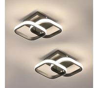 Mckalen Plafonnier LED Moderne, 2 Pièces 22W 2475LM Lampe de Plafond Chambre Aluminium, Noir Luminaire pour Couloir Cuisine Salon, Lumière Naturelle 4500K