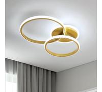 Mckalen Plafonnier LED Moderne, 42W 4700LM Lampe de Plafond LED Rond, Éclairage de Plafond LED Doré en Acrylique pour Cuisine Salon Chambre à Coucher Couloir, Blanc Froid 6500K