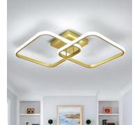 Mckalen Plafonnier LED Moderne, 42W 4725LM Lampe de Plafond Carré Design, 64CM Luminaire Plafonnier LED Aluminium Éclairage, Pour Salon Chambre Cuisine Salle à Manger, Lumière Blanche 6500K, Or