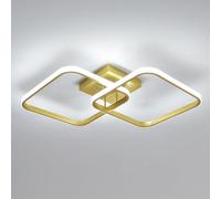 Mckalen Plafonnier LED Moderne, 42W 4725LM Lampe de Plafond Carré Design, Or Luminaire Plafonnier LED Aluminium Éclairage, Pour Salon Chambre Cuisine Salle à Manger, Lumière Blanche 6500K, 64CM