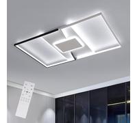 Mckalen Plafonnier LED Moderne, 44W 4950LM Lampe de Plafond Salon avec Télécommande, 3000K-6000K, 97CM Luminaire Plafonnier Rectangulaire pour Chambres, Salons, Salles à Manger, Blanc