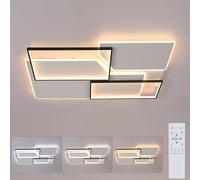 Mckalen Plafonnier LED Moderne, 80W 9000LM Lampe de Plafond LED avec Télécommande, 3000K-6000K, 110CM Luminaire Rectangulaire pour Chambres, Salons, Salles à Manger, Noir et Blanc