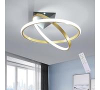 Mckalen Plafonnier LED Moderne Rotation à 360°, 32W 3600LM Dimmable avec Télécommande, 3000K-6500K, Design Rond pour Chambre Salon Salle à Manger Cuisine, Or, 40x40x20cm