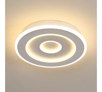 Mckalen Plafonnier LED Rond Moderne, 28W 3150LM Lampe de Plafond LED, Acrylique Luminaire Plafonnier Blanc pour Salles à Manger, Cuisine, Salon, Couloir, Balcon, Blanc Chaud 3000K, Dia 28cm