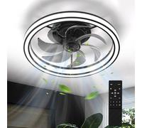 Mckalen Ventilateur Plafond 48CM, 36W Silencieux Plafonnier Ventilateur et Télécommande Dimmable, 6 Vitesses, Moderne Ventilateurs de Plafond LED avec Lampe Intégrée pour Chambre, Salon, Cuisine, Noir