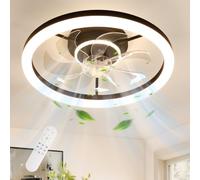 Mckalen Ventilateur Plafond 50CM, 36W Silencieux Plafonnier Ventilateur et Télécommande Dimmable, 6 Vitesses, Moderne Ventilateurs de Plafond LED avec Lampe Intégrée pour Chambre, Salon, Cuisine, Noir