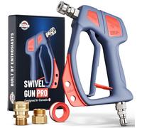 McKillans® Swivel Gun Pro Poignée pivotante haute pression avec prise mâle 9,5 mm, et coupleur de connecteur rapide 6,35 mm, pistolet de nettoyeur compatible avec canon à mousse, porte-embouts de buse