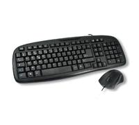 MCL ACK-2012/N, Avec fil, USB, Clavier à membrane, AZERTY, Noir, Souris incluse