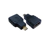 MCL Adaptateur HDMI CG-285 : HDMI A Femelle vers HDMI Micro-D Mâle - Connecteurs plaqués or, couleur noire