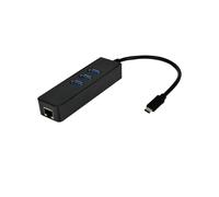 MCL Adaptateur USB Type-C vers RJ45 Gigabit Ethernet + Hub 3 ports USB 3.0, 5 Gbps, Compatible Windows/macOS/Linux/Android, câble 0.25m