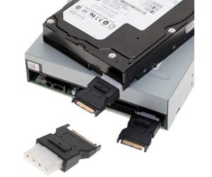 MCL Adapteur D'Alimentation SATA Molex 5 1/4 Molex 5.25 FM 15-pin SATA M Noir