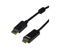 MCL Câble DisplayPort mâle vers HDMI mâle 5m Noir - MC392-5M - Connecteurs plaqués or, compatible DisplayPort et HDMI standards. Longueur 5 mètres.