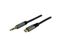 MCL Samar Câble USB-C vers mini-jack 3,5 mm stéréo – 2 m, unidirectionnel, tressé – gris/noir