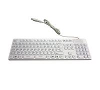 M lavier Filaire IP68 USB + PS/2 AZERTY Français Blanc 105 Touches Profil Bas, Silicone, Longueur Câble 1.8m, 440x138x12mm