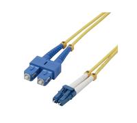 MCL FJOS2/SCLC-1M : Jarretière Fibre Optique OS2 9/125 µm SC/LC 1m, LSZH, monomode, 10 Gbps sur 10-40 Km selon protocole, Jaune
