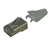 MCL IC5N99AZRJ45F6AMT - Sachet de 100 connecteurs CAT 6A FTP + manchons transparents câble de réseau Transparent, Nickel 0 m Cat6a F/UTP (FTP)