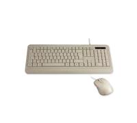 MCL Kit Clavier AZERTY Français USB Beige + Souris 1600 DPI 6 Boutons - 105 Touches Profil Bas, Pavé Numérique - Câbles 1.5m/1.25m