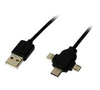MCL MC923-1C/MULTIZ - Câble Lightning - USB mâle pour Micro-USB de type B, Lightning, 24 pin USB-C mâle - 1 m
