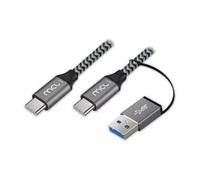 MCL Samar Câble USB Type-C tressé USB 3.2 10Gb 100W/5A + adaptateur USB 3.0 mâle 2 m noir/gris