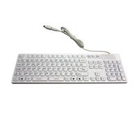 MCL Samar – Clavier filaire IP68 AZERTY 105 touches USB+PS/2 Silicone Blanc