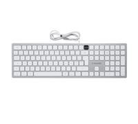 MCL -XtremeMac-Clavier filaire pour Mac avec bouton ON/OFF, Taille réelle (100 %), Avec fil, USB, Clavier à membrane, AZERTY, Argent, Blanc XWH-WIK3-8