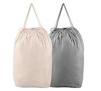 MCleanPin Lot de 2 sacs à linge lavables avec poignées, pour le rangement de vêtements sales, pour dortoir d'étudiant ou de voyage, convient à la plupart des paniers à linge ou paniers à linge (beige