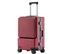 MCLIUJIA Bagages Voyage Accessoires Bagage Rigide avec Poche Avant, Valise À Cadre en Aluminium, Serrure TSA, Bagage À Main(Rot,20 inch)