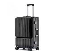 MCLIUJIA Bagages Voyage Accessoires Bagage Rigide avec Poche Avant, Valise À Cadre en Aluminium, Serrure TSA, Bagage À Main(Black,26 inch)