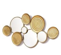 MCLIUJIA Décoration Murale Décoration Murale Miroir en Métal, Sculpture Murale Bohème pour Salon, Chambre À Coucher, Porche, Couloir Sculpture Murale(A)