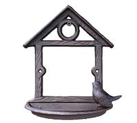 MCLIUJIA Exterieur Mangeoires pour Oiseaux Mangeoire À Oiseaux en Fonte Rustique Maison Bol De Rangement Mural avec Figurines d'oiseaux Décor De Jardin