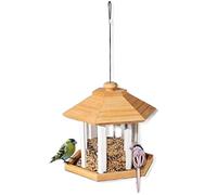 MCLIUJIA Exterieur Mangeoires pour Oiseaux Mangeoire À Oiseaux Extérieure Suspendue en Bois avec Couvercle Boîte À Nourriture pour Oiseaux Belvédère Étanche
