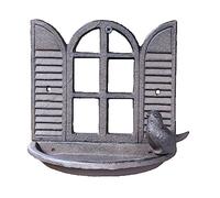 MCLIUJIA Exterieur Mangeoires pour Oiseaux Mur De Mangeoire À Oiseaux en Fonte avec Fenêtre Et Décoration Murale en Fer avec Figurines d'oiseaux Solides