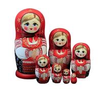 MCLIUJIA Poupée Matriochka Poupées gigognes Ensemble de 7 pièces poupées gigognes en Foulard Rouge Peint à la Main poupées Russes poupées gigognes Matriochka Poupée Russe