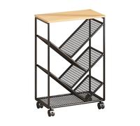 MCMUZKZS Bibliothèque à roulettes avec Compartiments, Structure Métallique Robuste, Idéale pour Les Livres, pour Un Espace de Travail Ou Une Chambre D, Noir
