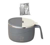 MCMUZKZS Bol à Nouilles Ramen avec Couvercle, Récipient à Soupe, Rond, Polyvalent, Facile à Prendre en Main, Portable, Vaisselle, Bol à Salade/Porridge, Gris