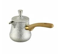 MCMUZKZS Cafetière Acier Inoxydable Dotée d'Une Longue Poignée en Bois Anti-brûlure d'Un Bec Verseur Design pour Service Précis Utilisation Polyvalente Adaptée, 550ML, Couvercle Argent Style1