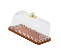 MCMUZKZS Cake Stand Polyvalent Présentoir Gâteau avec Couvercle Plateau à Pâtisserie Organiser et Biscuits Bois et TPE pour Famille Club Fête Anniversaire, Rectangle