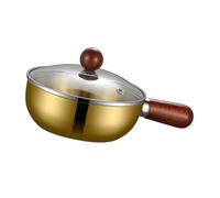 MCMUZKZS Casserole, Chauffe-beurre, Ustensile de Cuisine Compatible avec Toutes Les Plaques de Cuisson pour Faire Bouillir avec Manche En Bois, à Huile, 14 Cm or