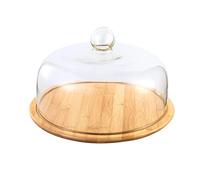 MCMUZKZS Couvercle de Cloche Vintage pour Plateau de Service à Gâteaux En Bois, L, Diamètre 29cm