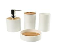 MCMUZKZS Ensemble D'accessoires de Salle de Bain Complet Comprenant Un Distributeur de Savon, Un Porte-brosse à Dents et 4 Pièces, Blanc