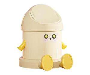 MCMUZKZS Mini Poubelle avec Couvercle Basculant et Support pour Téléphone. Poubelle Compacte de Table. Panier de Rangement. Corbeille à Papier En Polypropylène, Yeux étoilés Crème