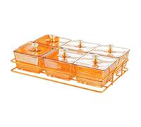 MCMUZKZS Plateau Divisé Plateau Distribution Plateau Snacks Plateau Fruits Secs avec Couvercle Hermétique pour Protection Alimentaire Adapté à La Maison, Orange